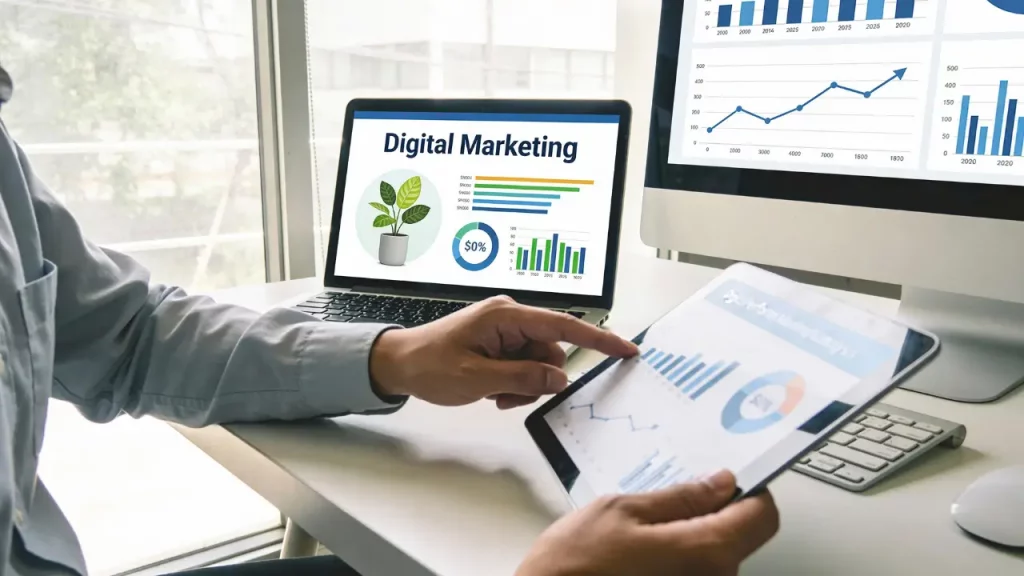 Homem mostrando funil de vendas marketing digital
